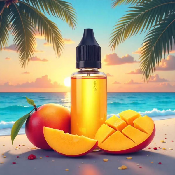 ilustrasi salah satu rasa liquid vape yang sedang tren, menggambarkan tren rasa liquid vape tropikal yang semakin digemari di tahun 2025.