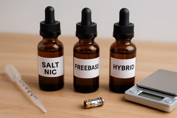 Diagram perbandingan salt nic, freebase, dan hybrid liquid vape
